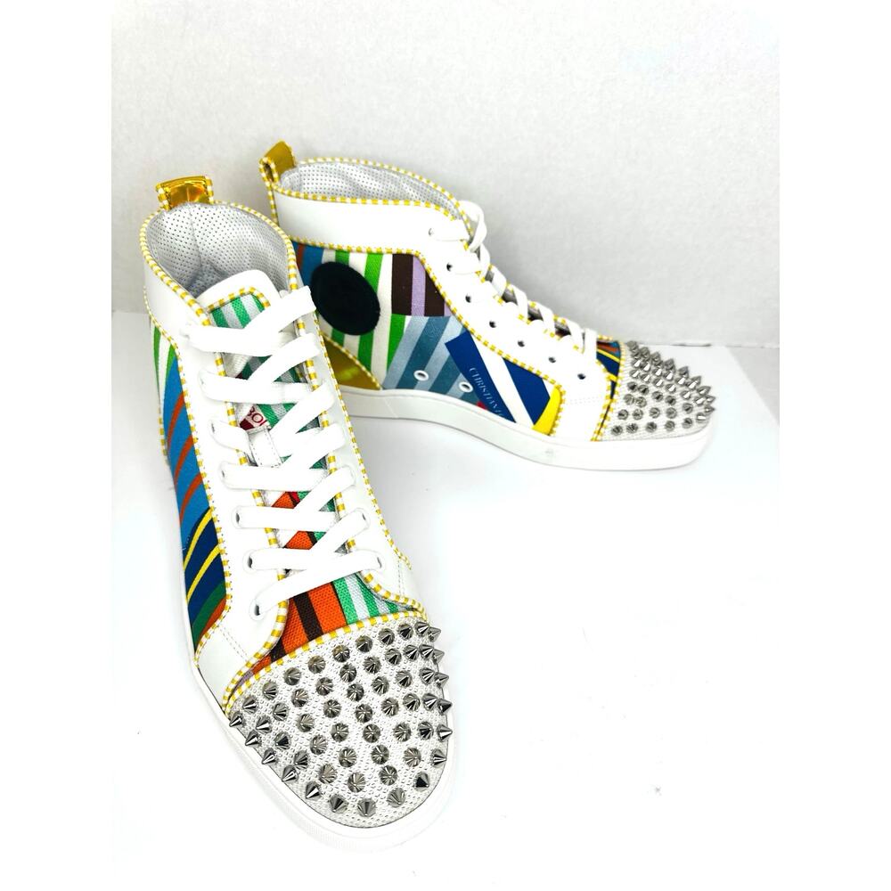 Louboutin Louis Spikes High Top Sneakers Multicolor Leather size EU 41.5 - Picture 7 of 9